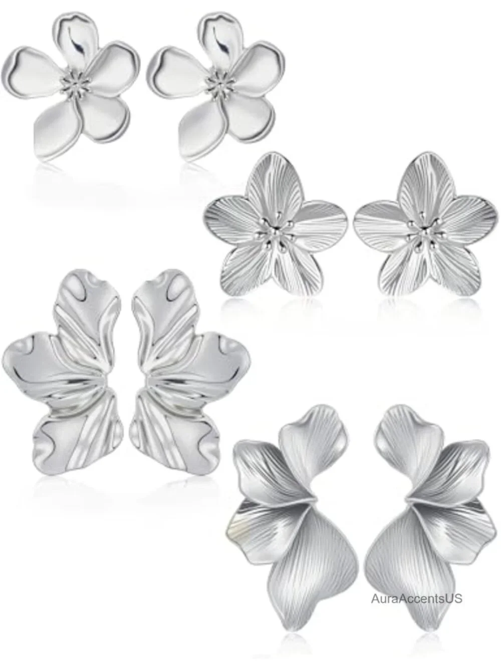 14K Gold Plated Floral Drop Earrings, Large Chunky Dangle Earrings for Women,